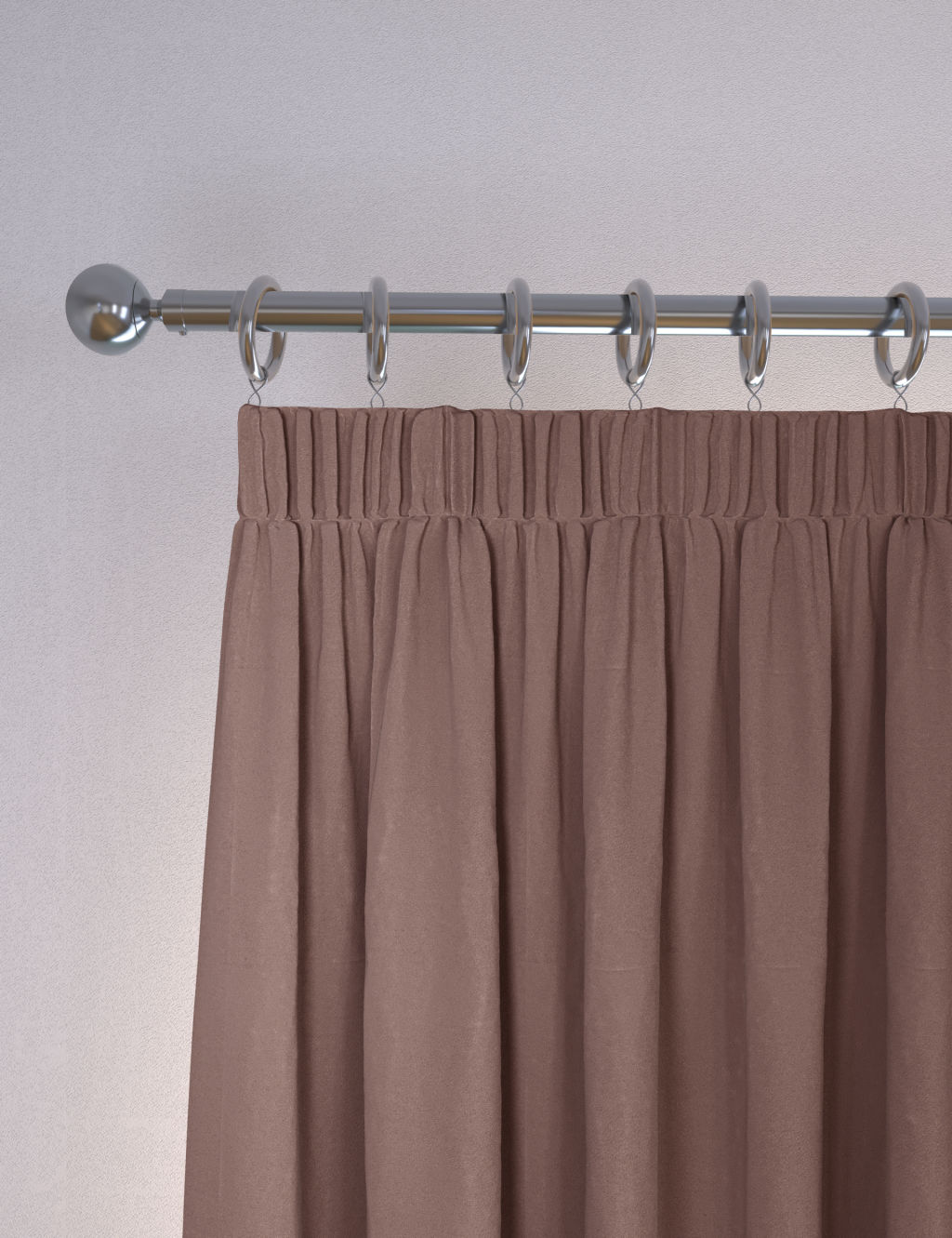 M&S Velvet Pencil Pleat Curtains - W168cm, Drop 183cm - Soft Pink, Soft Pink