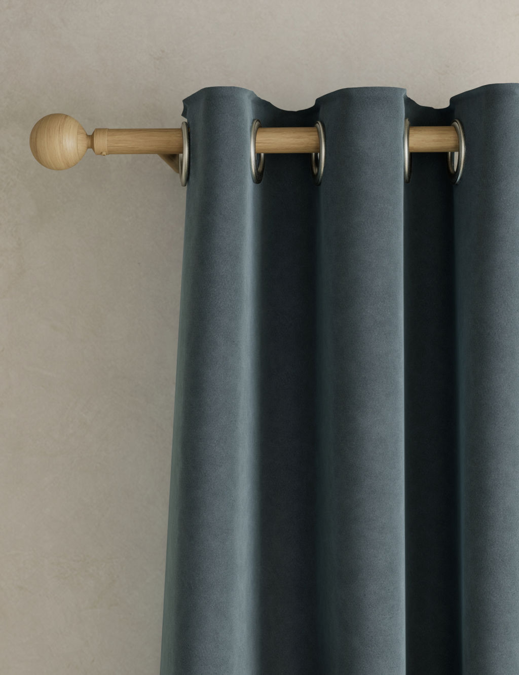 M&S Velvet Eyelet Curtains - W218cm, Drop 229cm - Slate Blue, Slate Blue
