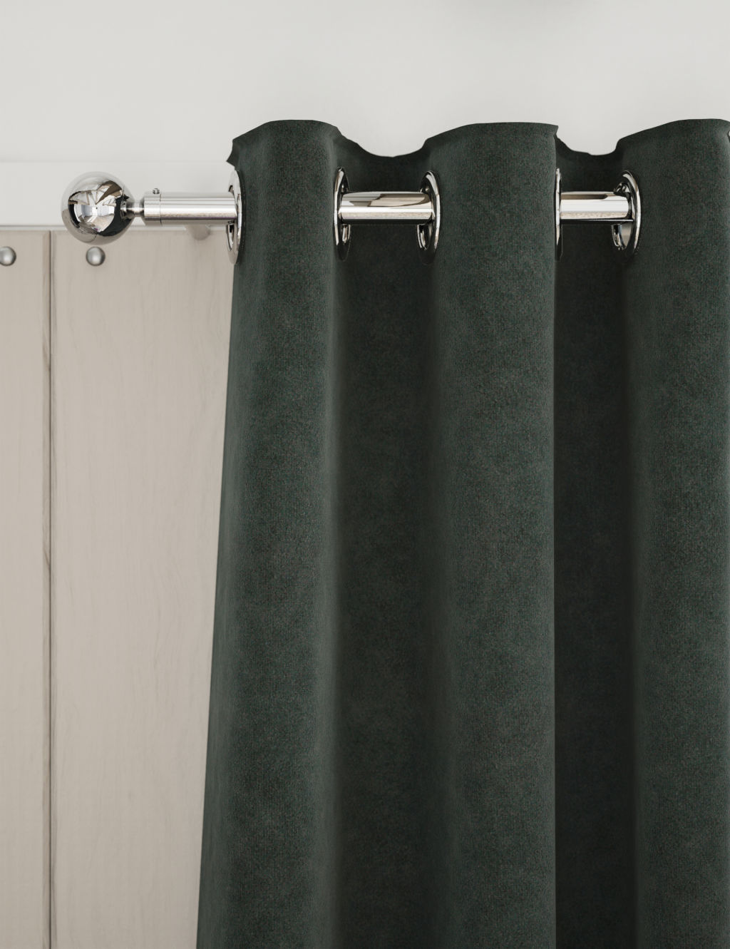 M&S Velvet Eyelet Curtains - W117cm, Drop 137cm - Mid Grey, Mid Grey