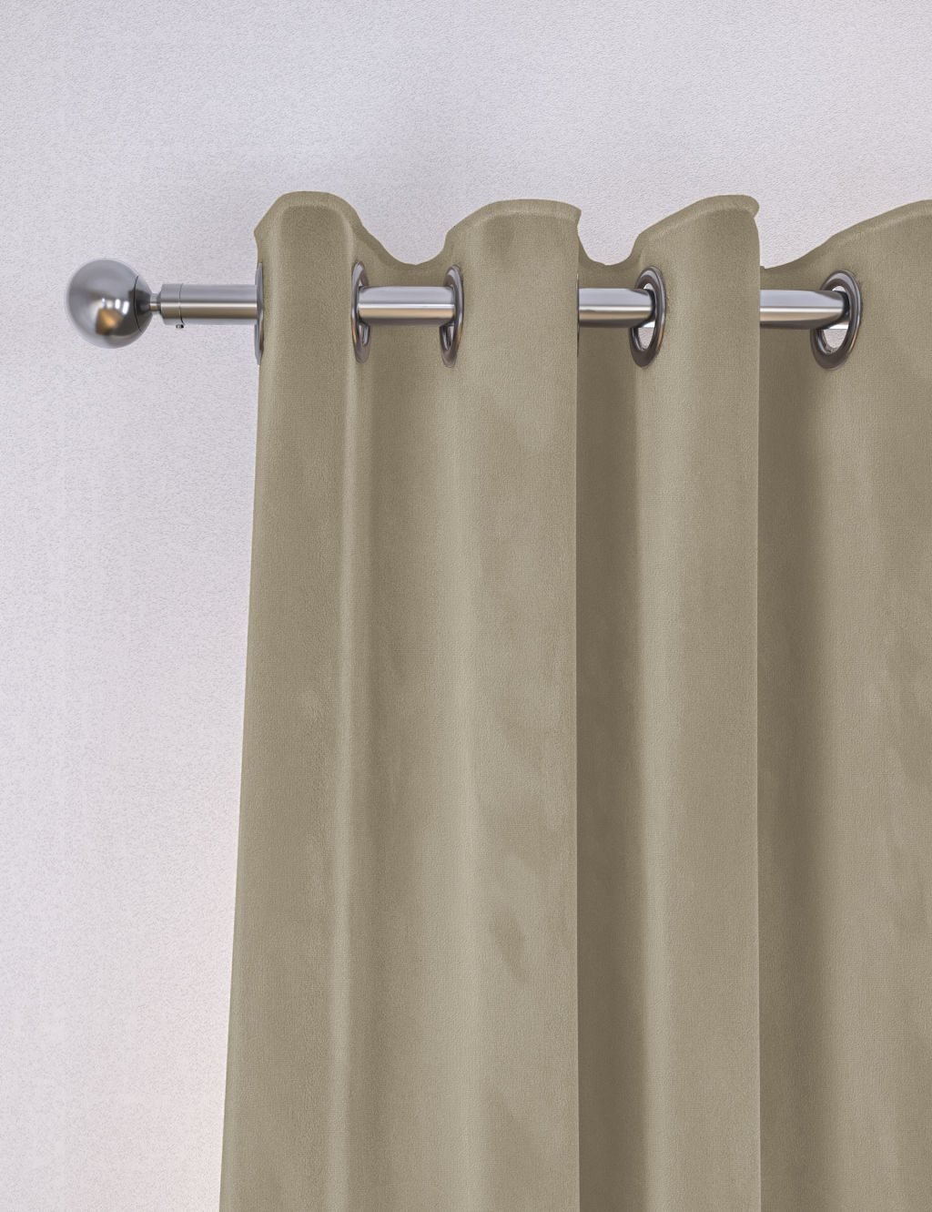 M&S Velvet Eyelet Curtains - W117cm, Drop 137cm - Champagne, Champagne