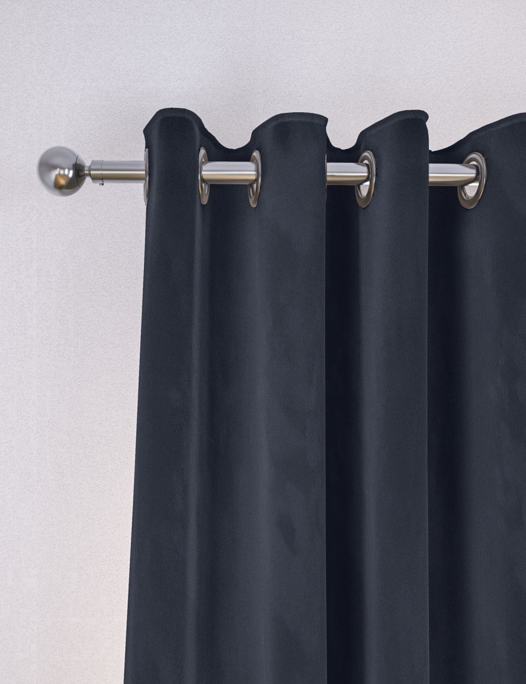M&S Velvet Eyelet Curtains - W218cm, Drop 229cm - Navy, Navy