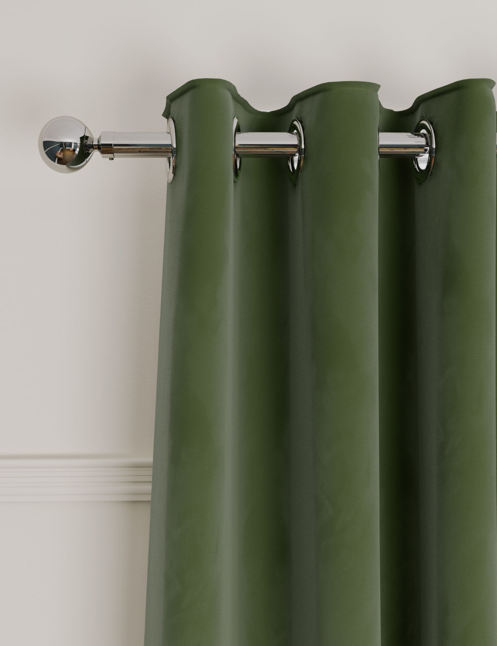 M&S Velvet Eyelet Curtains - W218cm, Drop 229cm - Green, Green