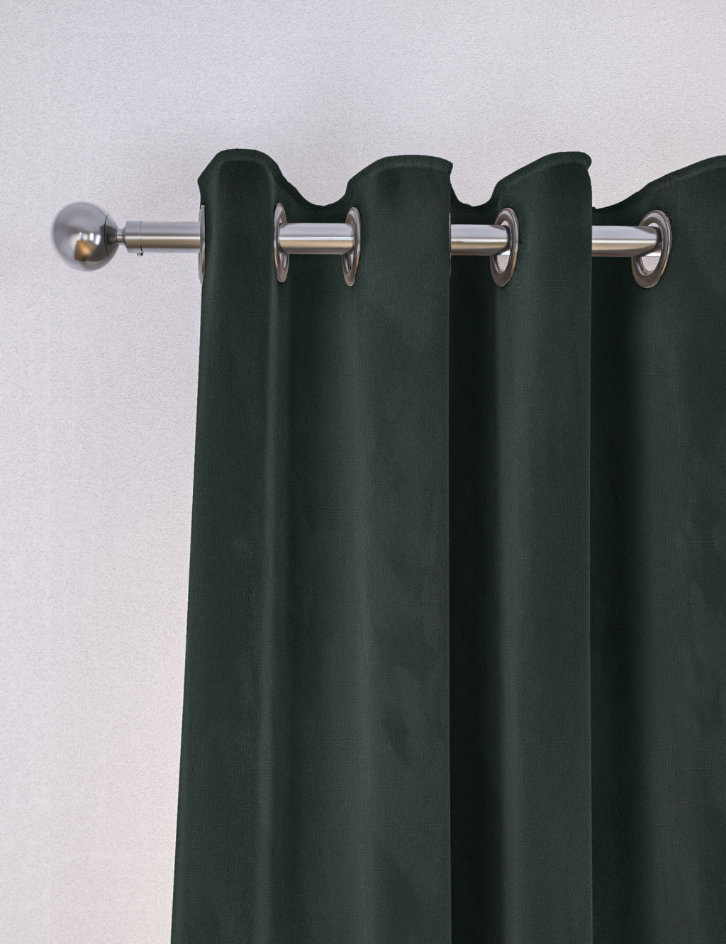M&S Velvet Eyelet Curtains - W218cm, Drop 229cm - Forest Green, Forest Green