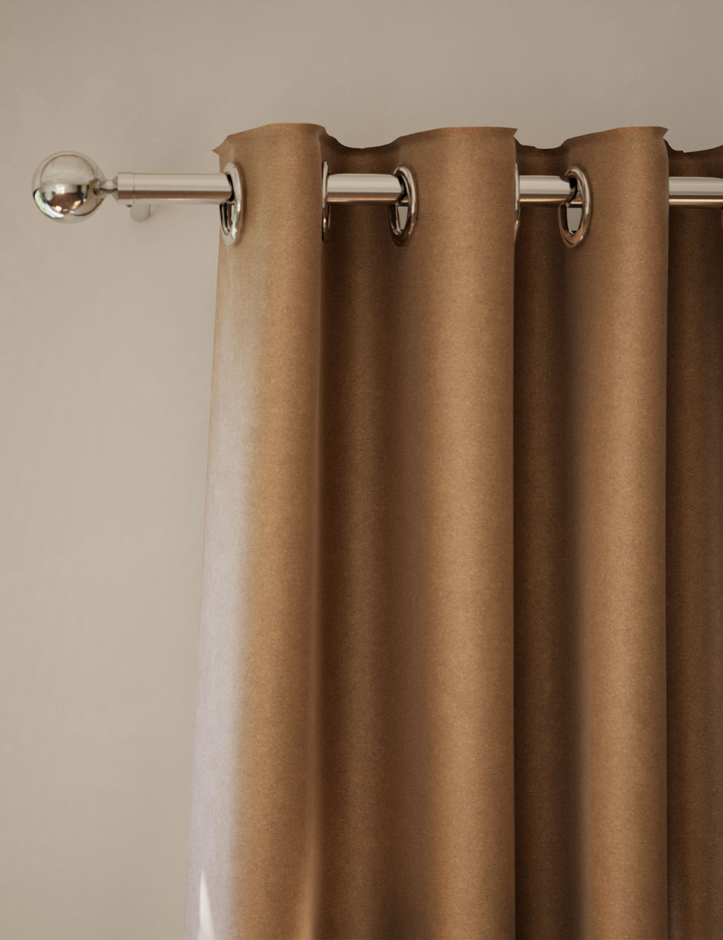 M&S Velvet Eyelet Curtains - W218cm, Drop 229cm - Bronze, Bronze
