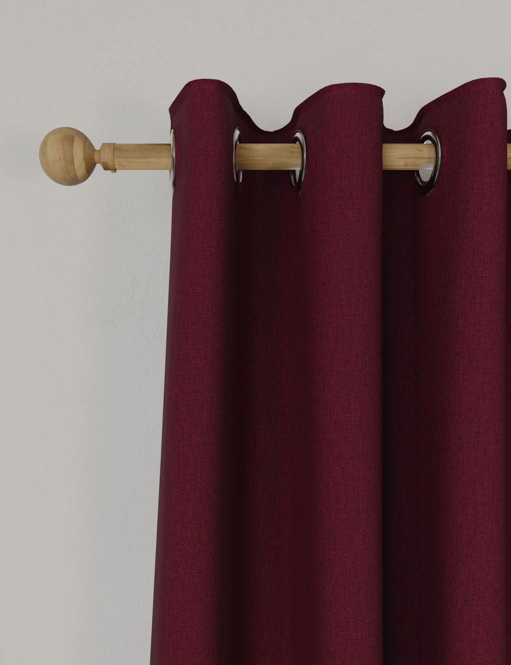 M&S Brushed Eyelet Blackout Thermal Curtains - W117cm, Drop 137cm - Dark Red, Dark Red