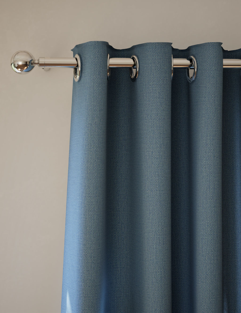 M&S Brushed Eyelet Blackout Thermal Curtains - W117cm, Drop 183cm - Blue, Blue