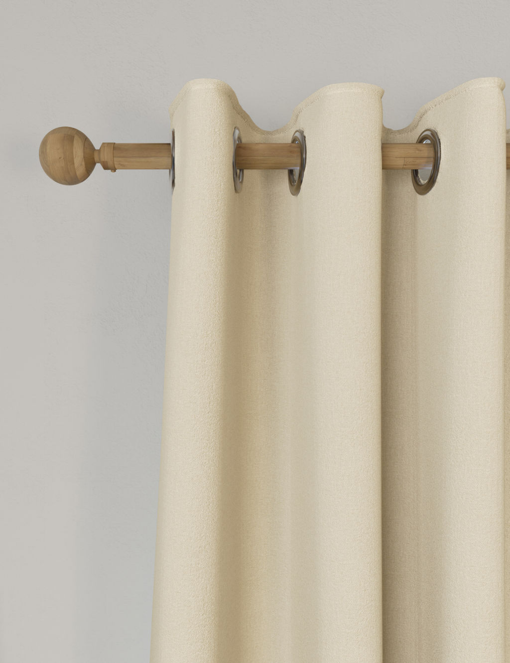 M&S Brushed Eyelet Blackout Thermal Curtains - W117cm, Drop 183cm - Cream, Cream