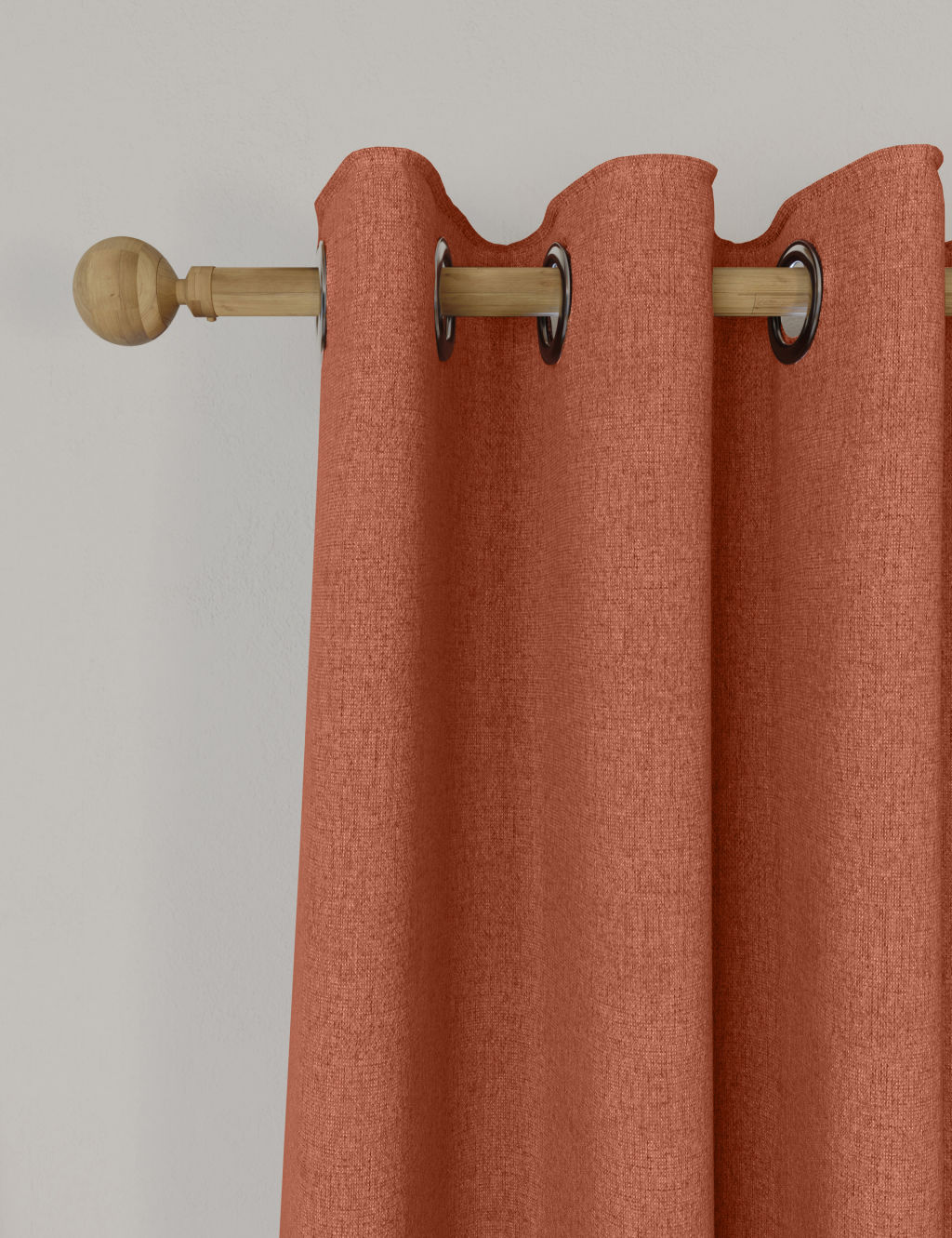 M&S Brushed Eyelet Blackout Thermal Curtains - W117cm, Drop 137cm - Terracotta, Terracotta