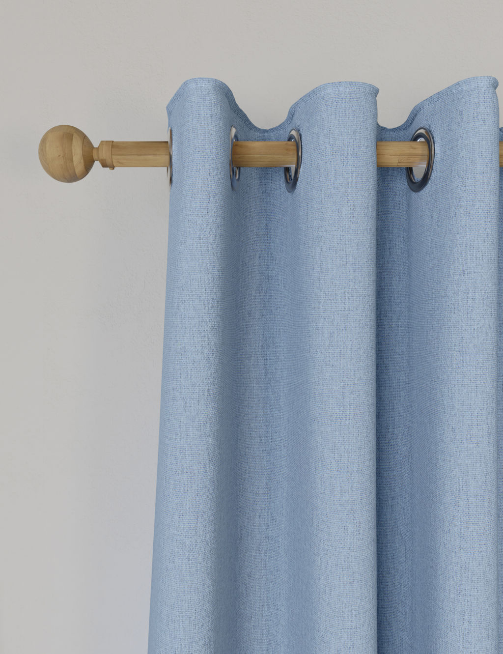 M&S Brushed Eyelet Blackout Thermal Curtains - W117cm, Drop 183cm - Mid Blue, Mid Blue