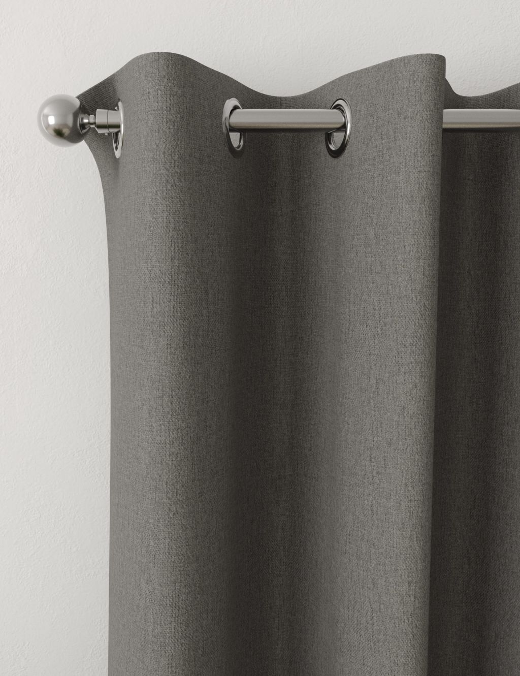 M&S Brushed Eyelet Blackout Thermal Curtains - W117cm, Drop 183cm - Charcoal Mix, Charcoal Mix