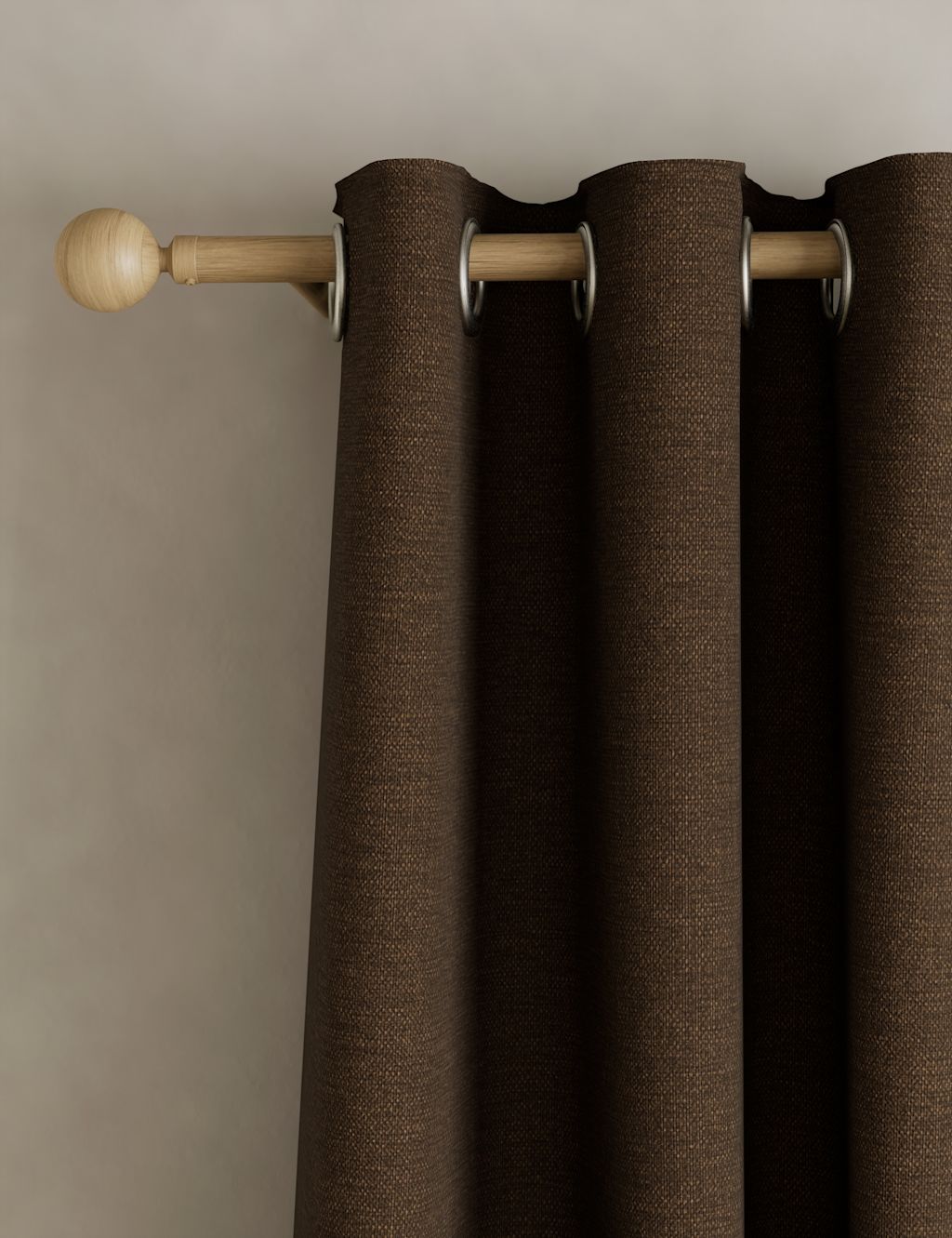 M&S Brushed Eyelet Blackout Thermal Curtains - W117cm, Drop 183cm - Chocolate, Chocolate