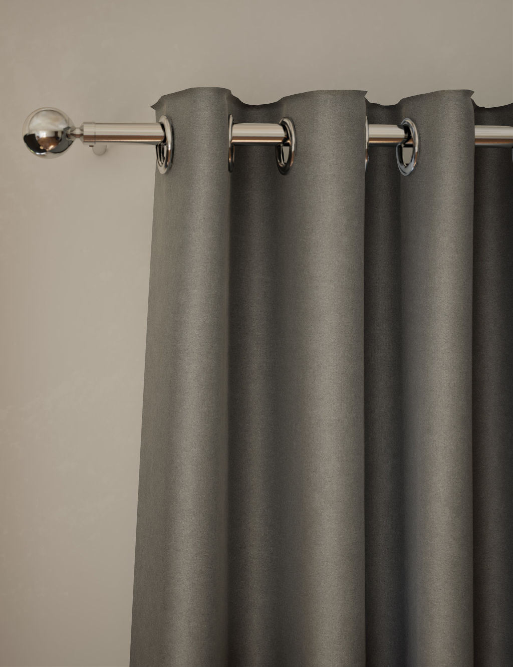 M&S Velvet Eyelet Ultra Thermal Curtains - W117cm, Drop 137cm - Light Grey, Light Grey