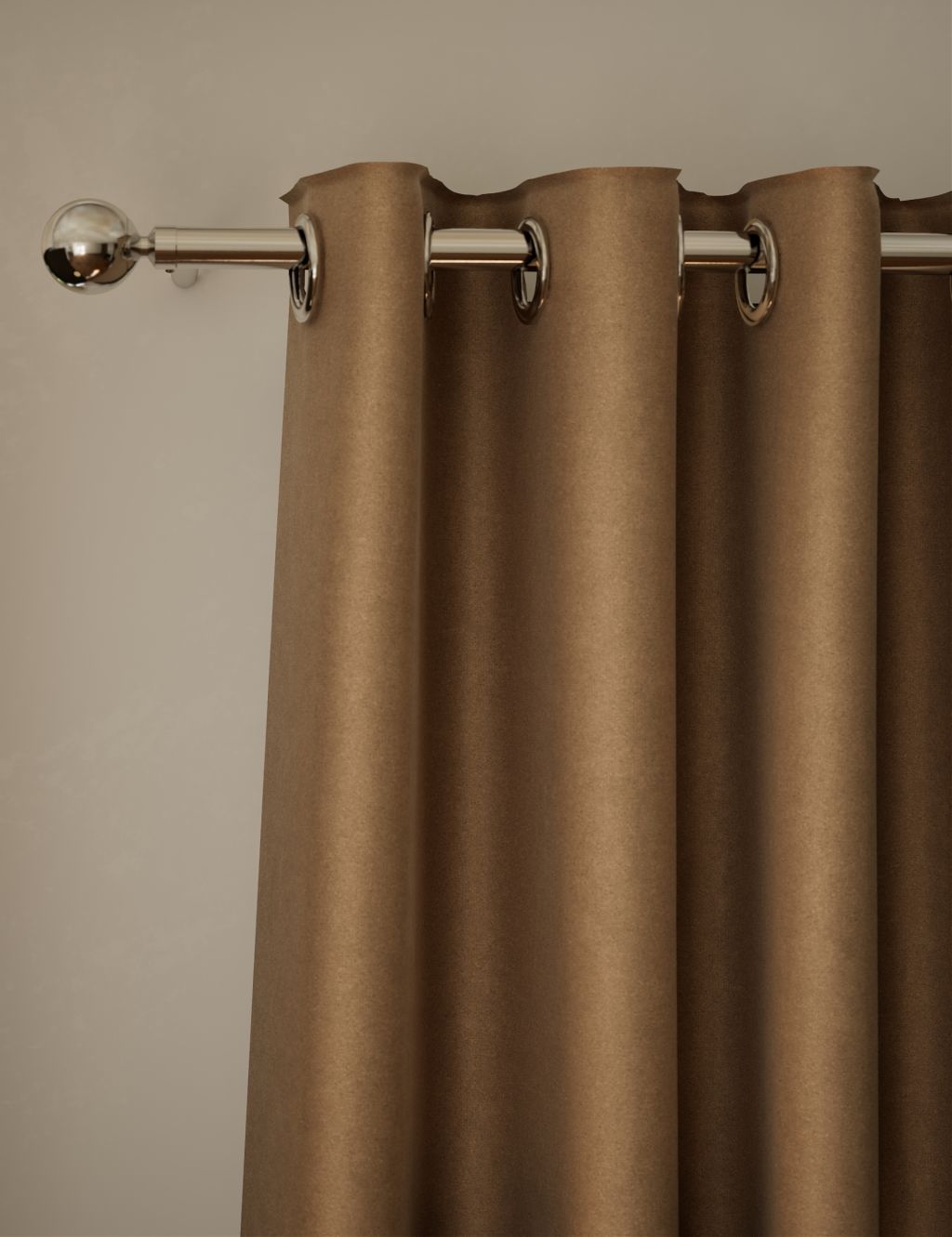 M&S Velvet Eyelet Ultra Thermal Curtains - W117cm, Drop 137cm - Bronze, Bronze