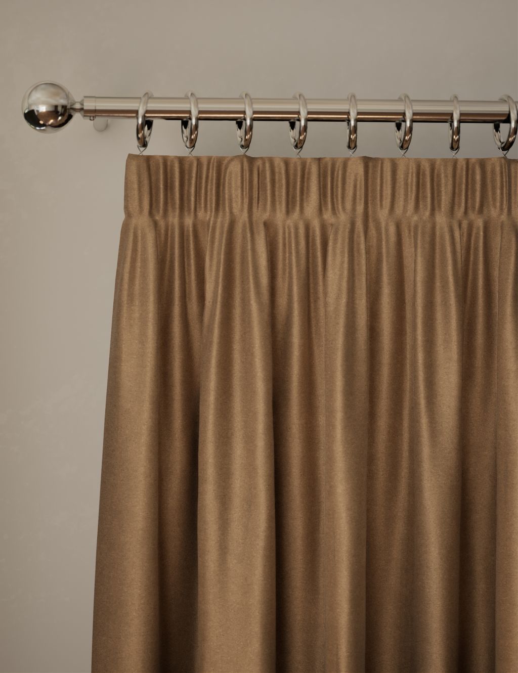 M&S Velvet Pencil Pleat Ultra Thermal Curtains - W117cm, Drop 137cm - Bronze, Bronze