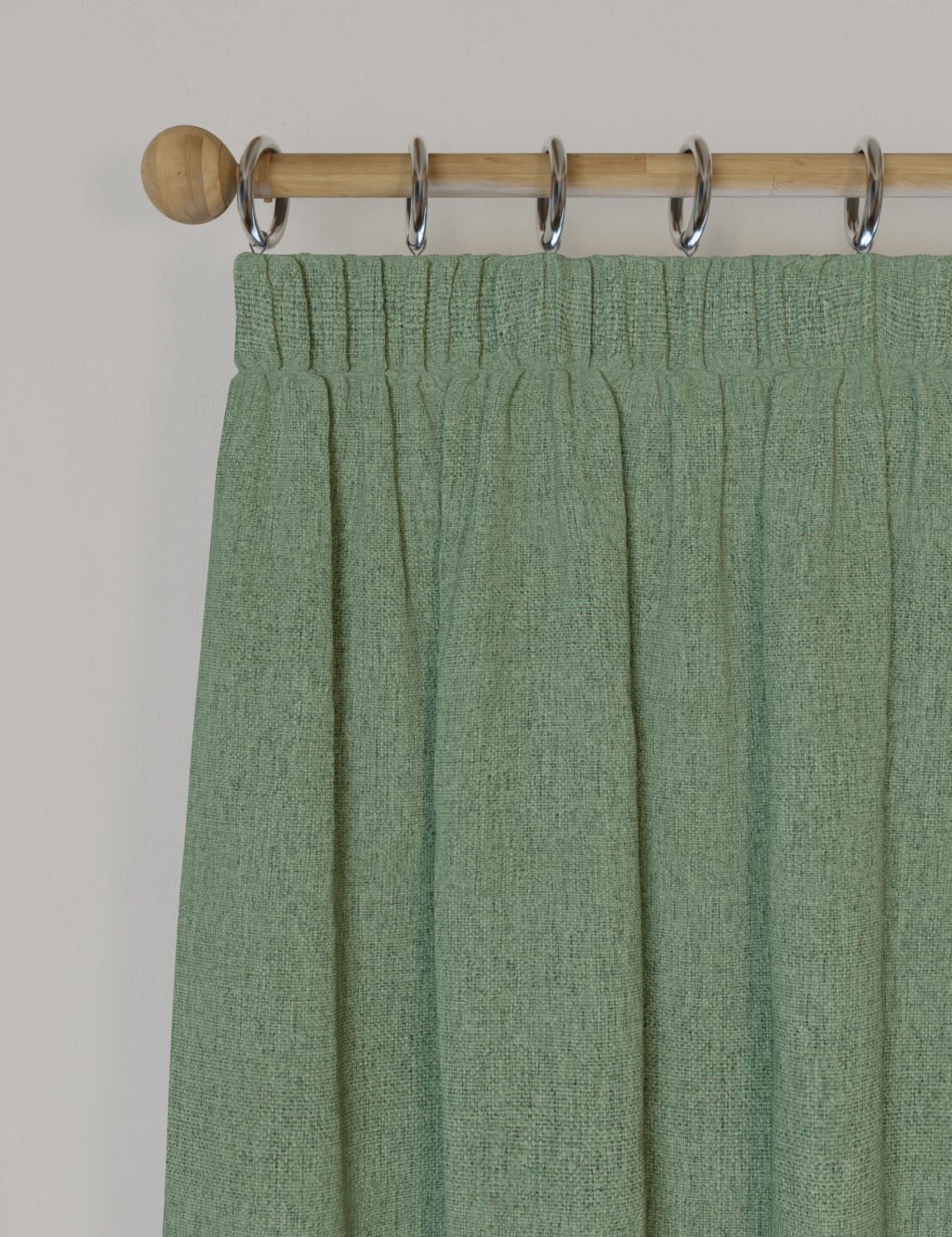M&S Brushed Pencil Pleat Blackout Thermal Curtains - EW90 - Sage, Sage