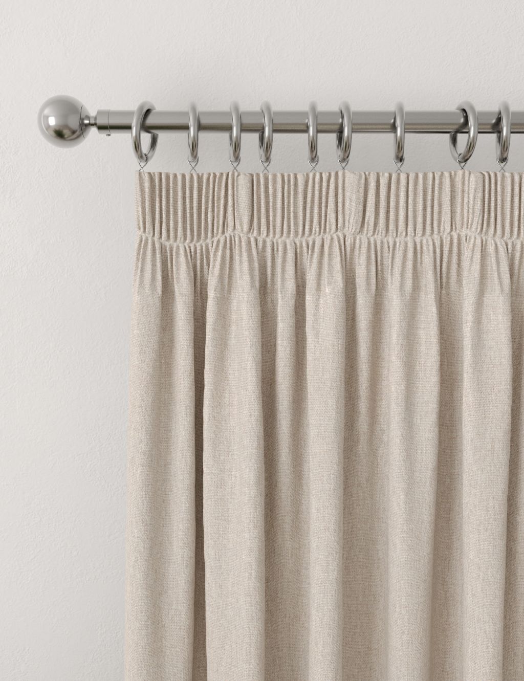 M&S Brushed Pencil Pleat Blackout Thermal Curtains - W117cm, Drop 183cm - Champagne, Champagne