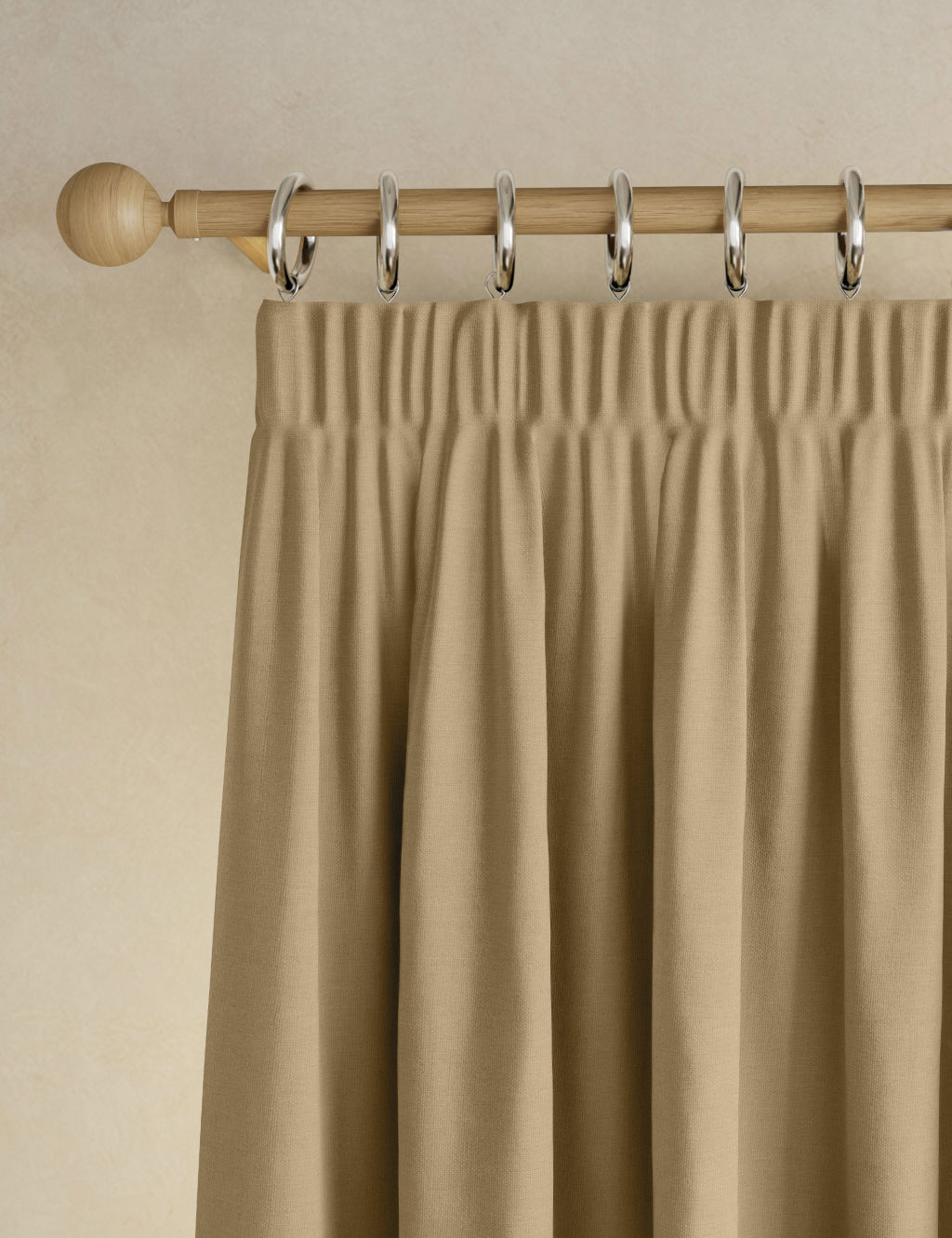 M&S Brushed Pencil Pleat Blackout Thermal Curtains - W218cm, Drop 137cm - Bronze, Bronze