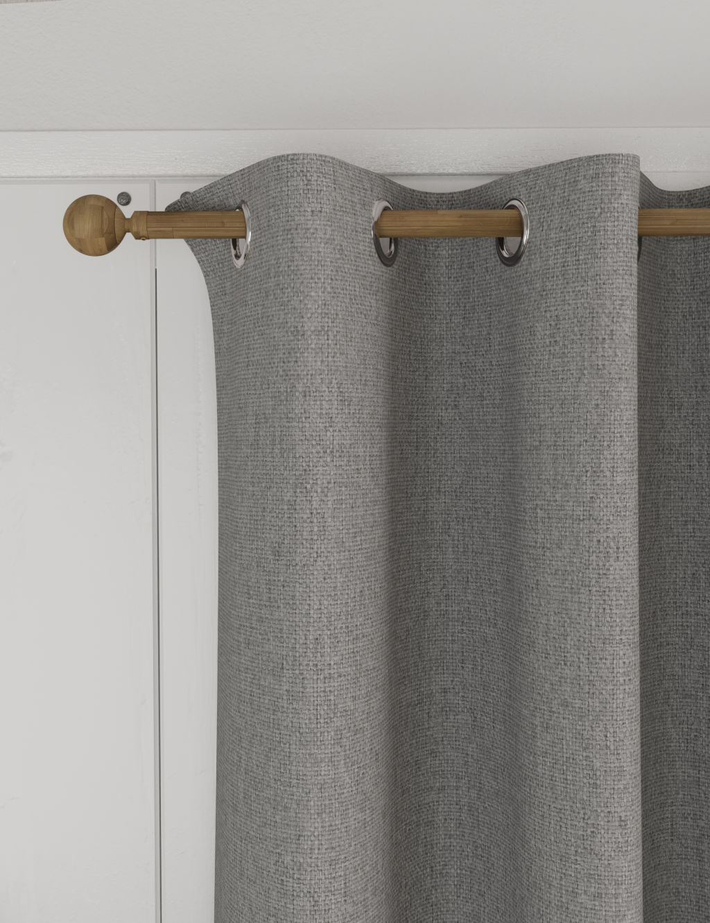 M&S Isabelle Eyelet Blackout Curtains - W218cm, Drop 229cm - Light Grey, Light Grey