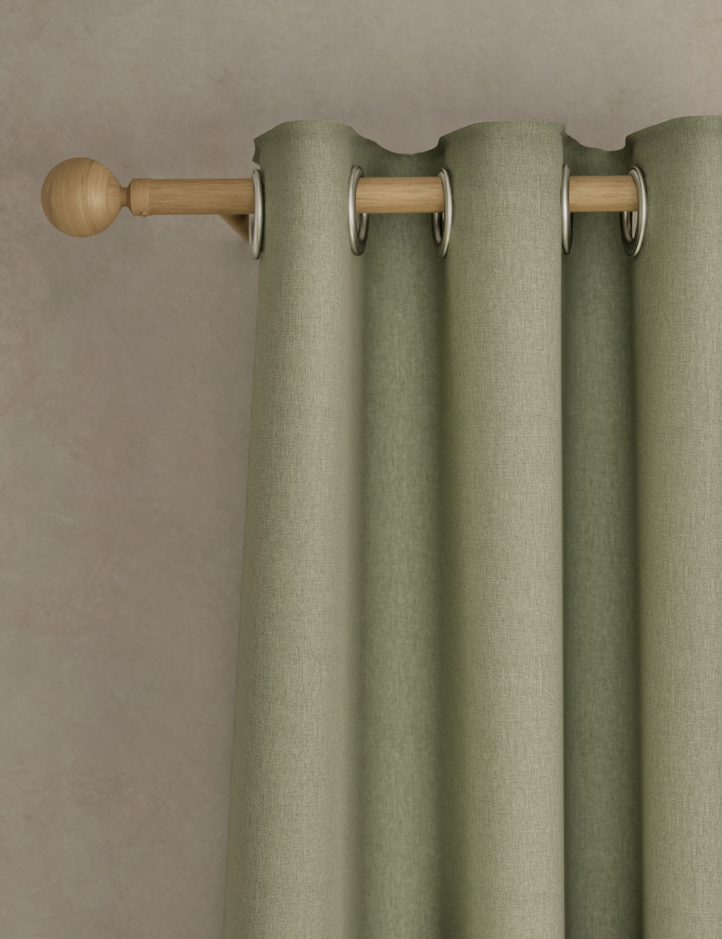 M&S Brushed Eyelet Ultra Thermal Blackout Curtains - EW90 - Sage, Sage