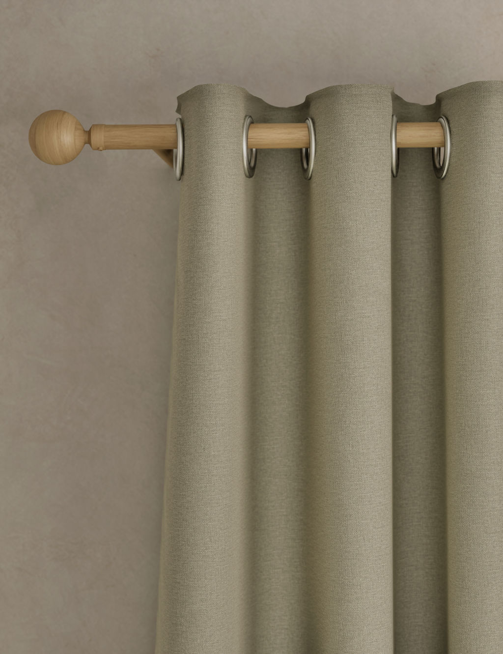 M&S Brushed Eyelet Ultra Thermal Blackout Curtains - W168cm, Drop 137cm - Neutral, Neutral