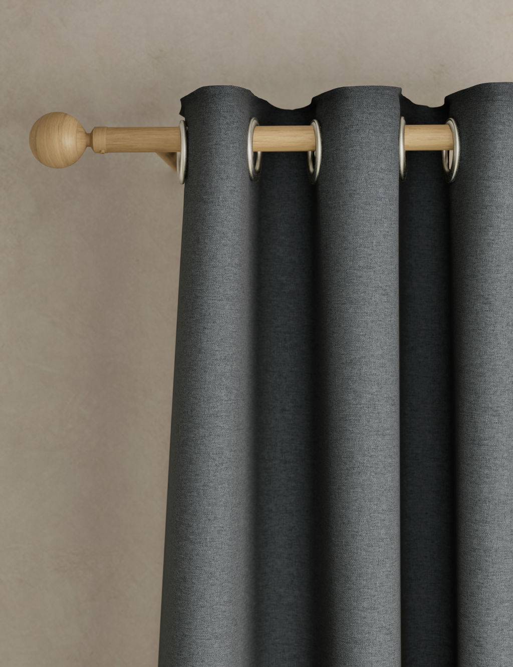 M&S Brushed Eyelet Ultra Thermal Blackout Curtains - W117cm, Drop 229cm - Charcoal Mix, Charcoal Mix