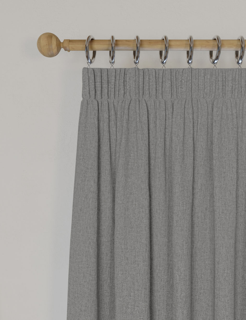 M&S Brushed Pencil Pleat Blackout Ultra Thermal Curtains - NAR72 - Light Grey, Light Grey