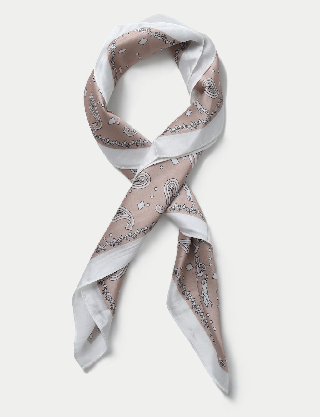 M&S Neutral Paisley Stripe Scarf - Beige Mix, Beige Mix
