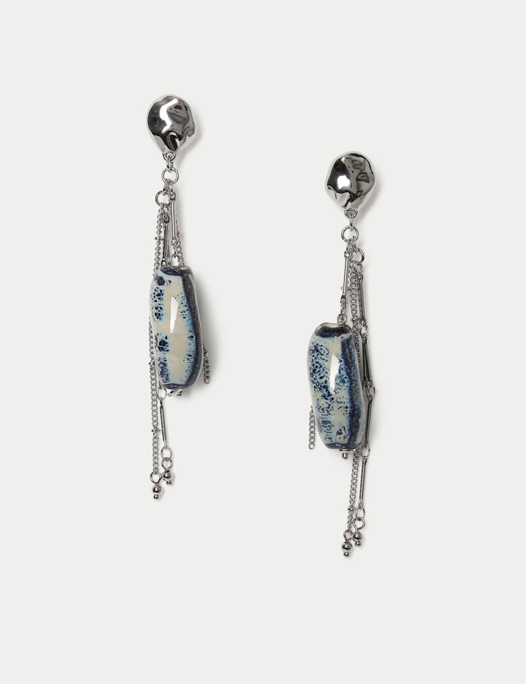 M&S Stone Drop Earrings - Small-Medium - Blue Mix, Blue Mix