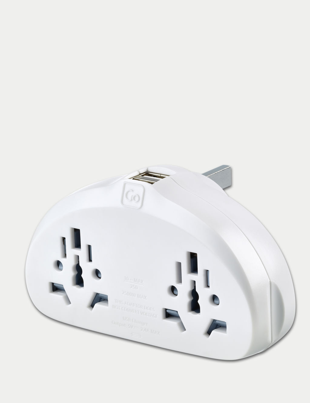 Go Travel World-UK Travel Adaptor Duo with USB - 1SIZE - White, White
