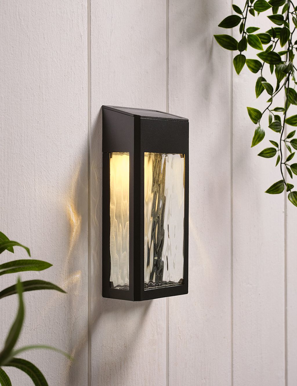 Lights4fun Crackle Solar Wall Light - 1SIZE - Black, Black