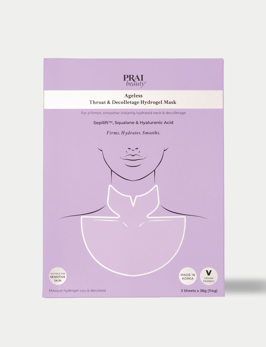 PRAI Ageless Throat & Decolletage Hydrogel Mask (3-Pack)