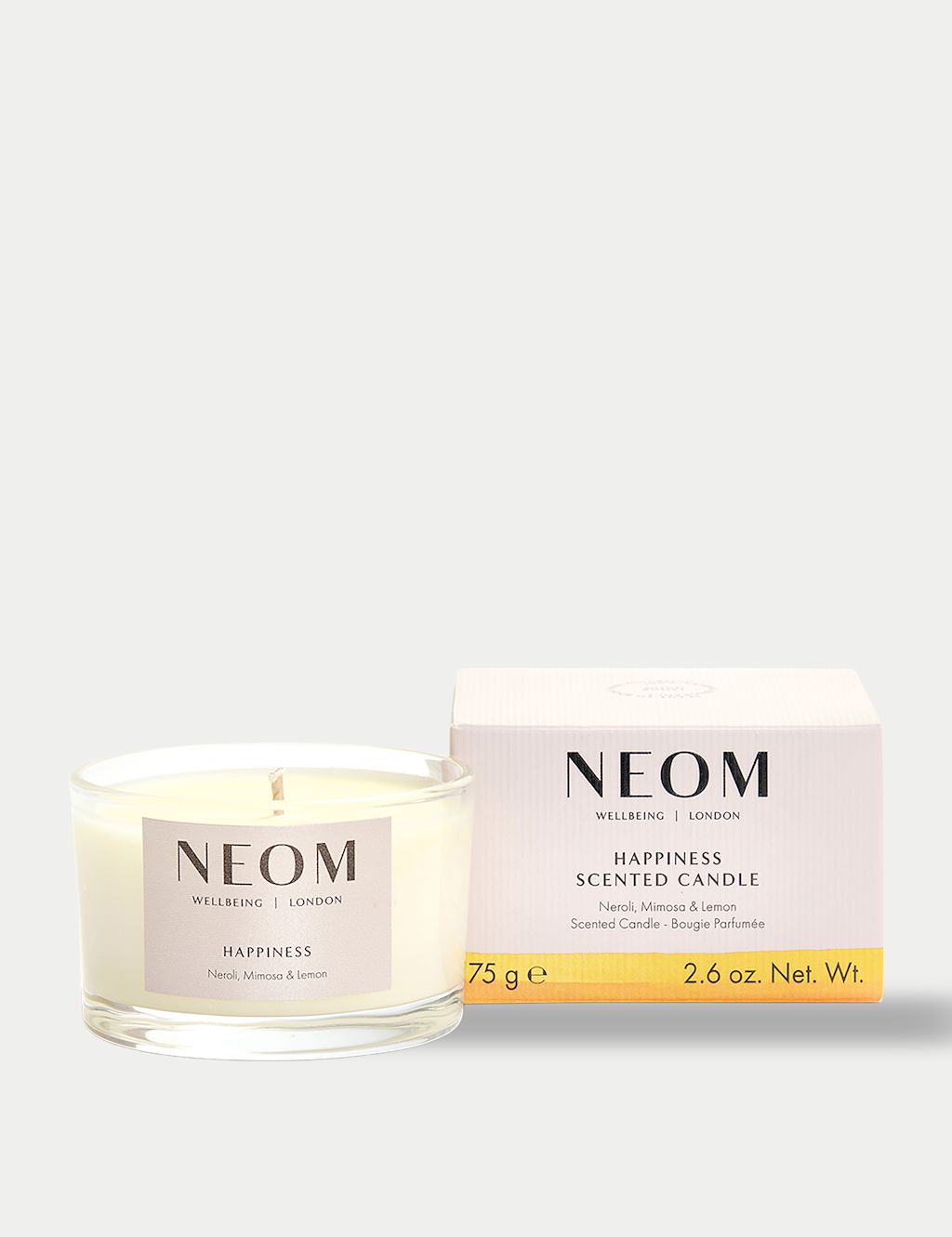 NEOM Wellbeing Happiness Travel Candle 75 g