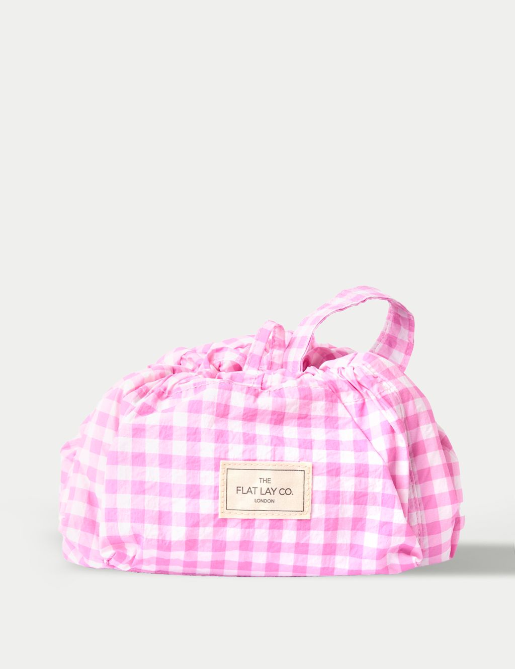 The Flat Lay Co. Drawstring Flat Lay Makeup Bag - Pink Gingham - 1SIZE