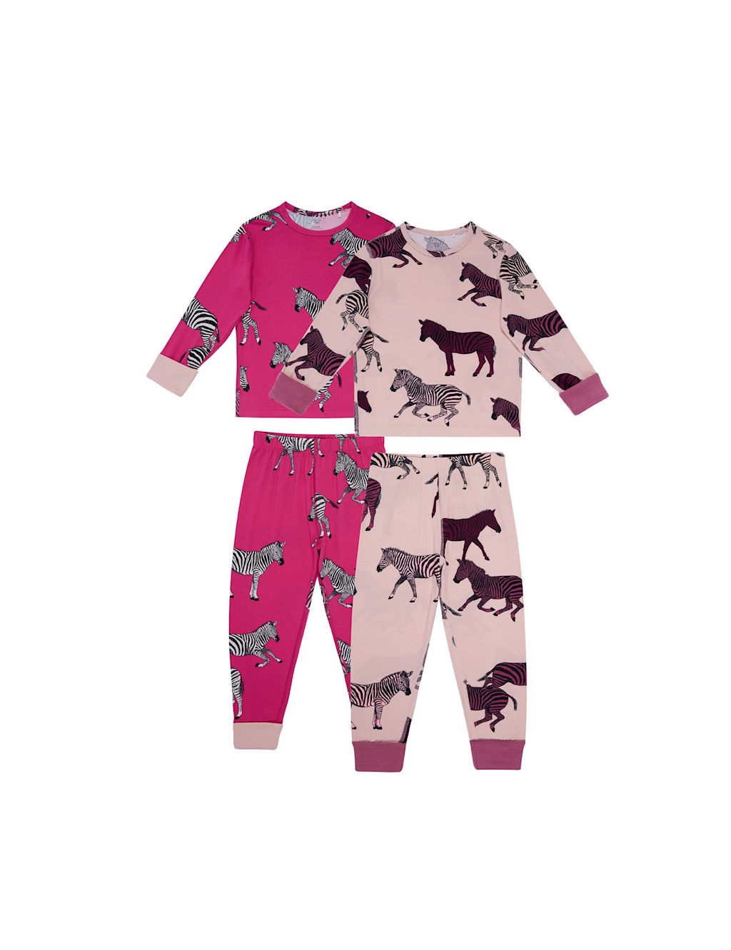 Chelsea Peers 2 Pack Zebra Print Crew Neck Pyjama Sets (1-12 Yrs) - 7-8 Y - Multi, Multi