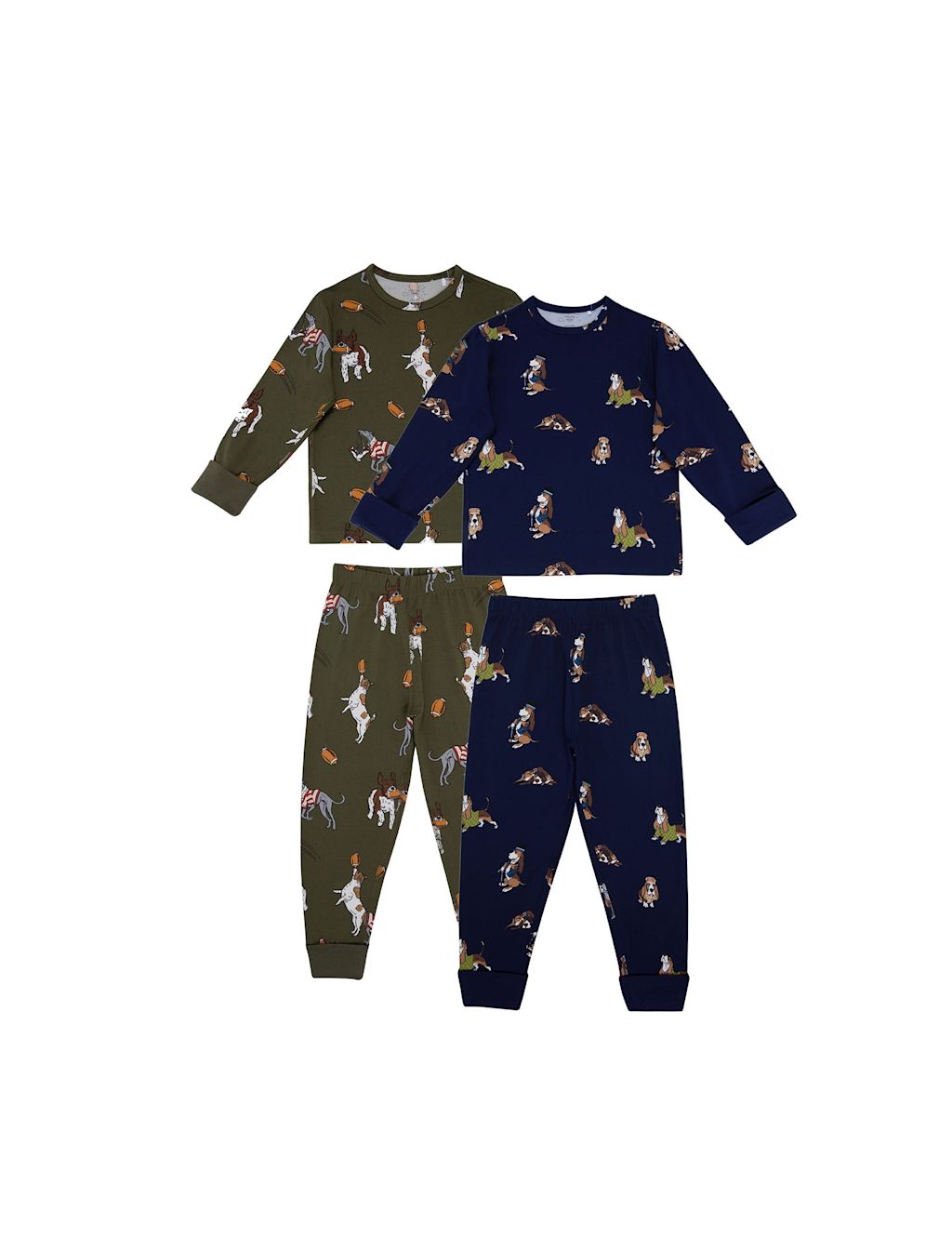 Chelsea Peers 2 Pack Dog Print Crew Neck Pyjama Sets (1-12 Yrs) - 1-2Y - Multi, Multi