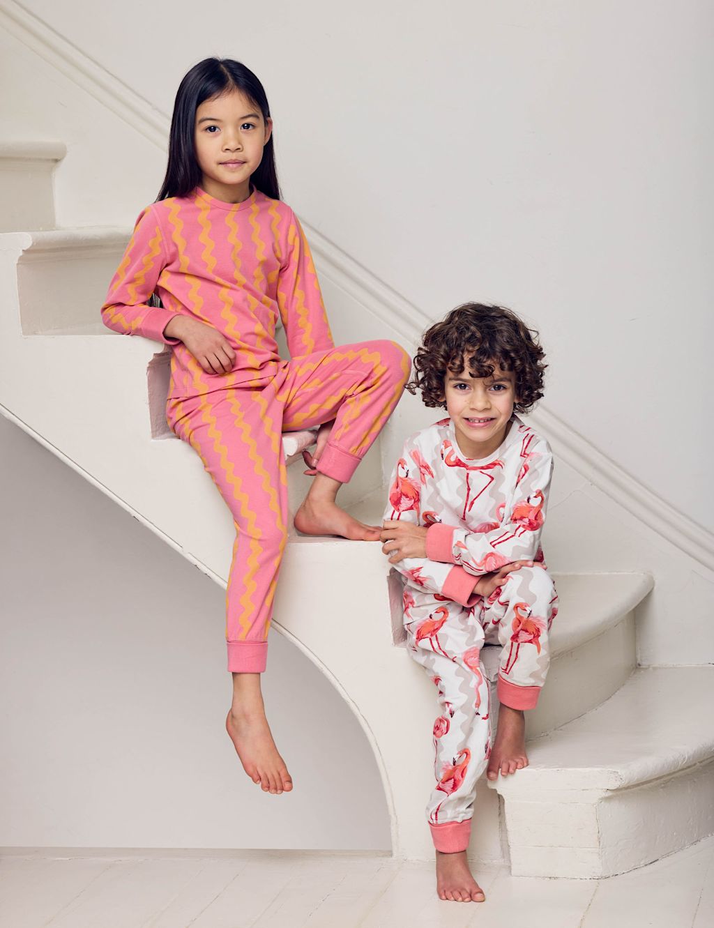 Chelsea Peers 2 Pack Cotton Rich Flamingo Pyjama Sets (1-12 Yrs) - 1-2 Years - Pink, Pink
