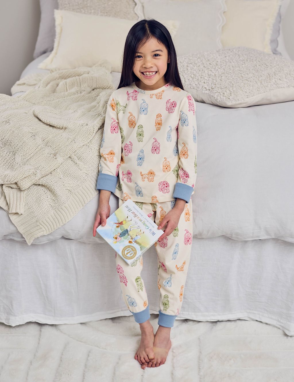 Chelsea Peers Cotton Rich Dog Print Pyjamas (1-12 Yrs) - 1-2 Years - White, White