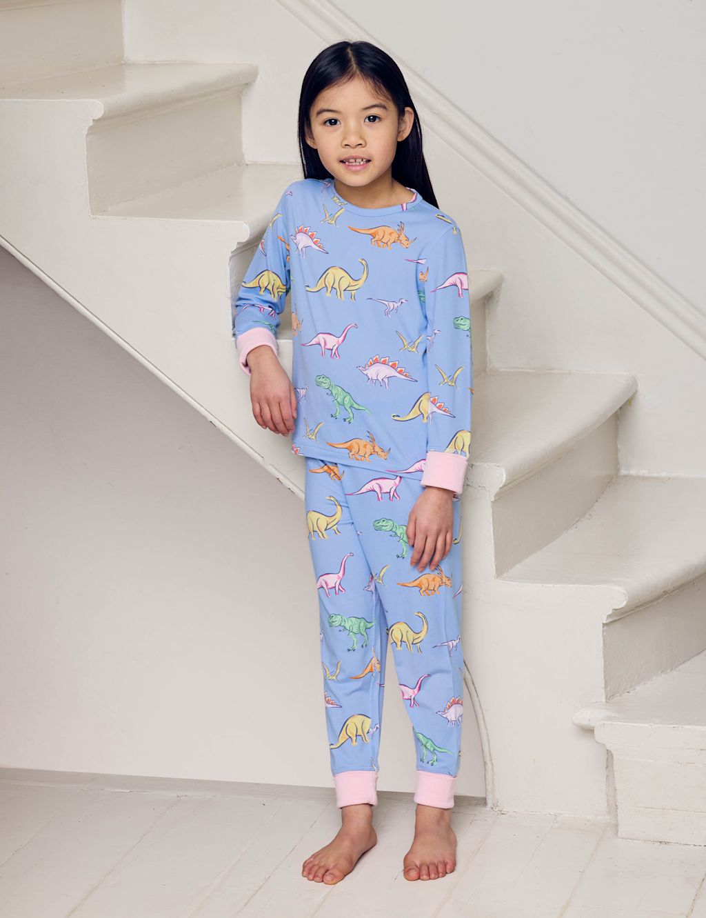 Chelsea Peers Dinosaur Print Kids Pyjamas (1-12 Yrs) - 1-2 Years - Blue, Blue