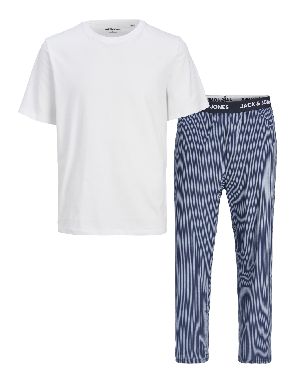 JACK & JONES Pure Cotton Checked Pyjama Set - L - White Mix, White Mix