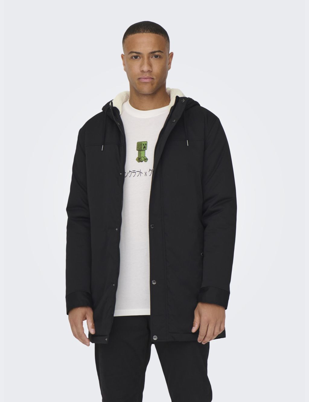 ONLY & SONS Hooded Parka Jacket - XL - Black, Black