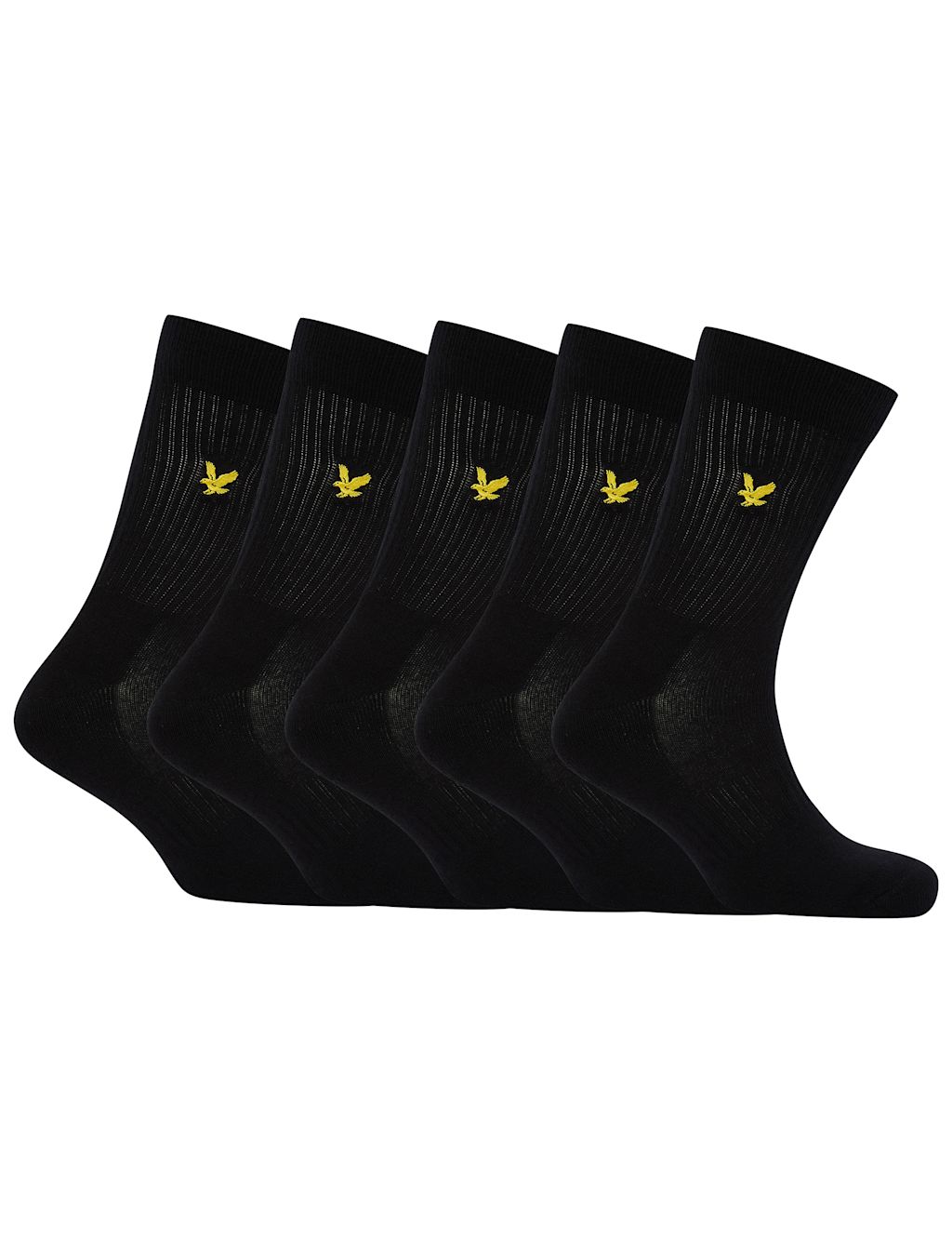 Lyle & Scott 5pk Embroidered Cotton Rich Trainer Socks - 1SIZE - Black, Black