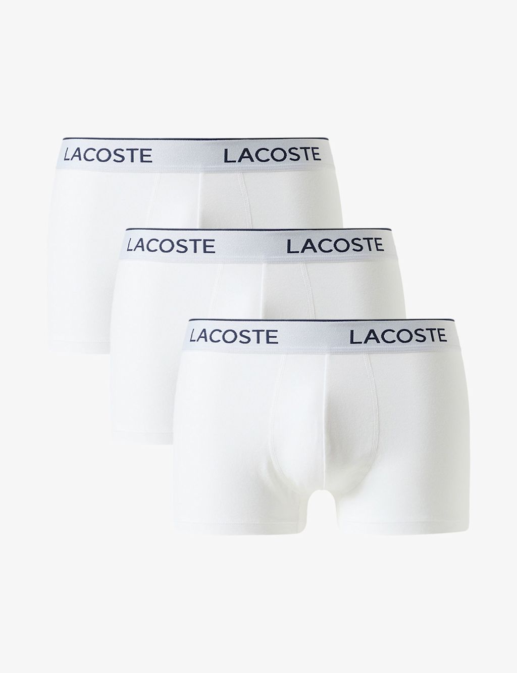 Lacoste 3 Pack Cotton Rich Trunks - 2XL - White, White