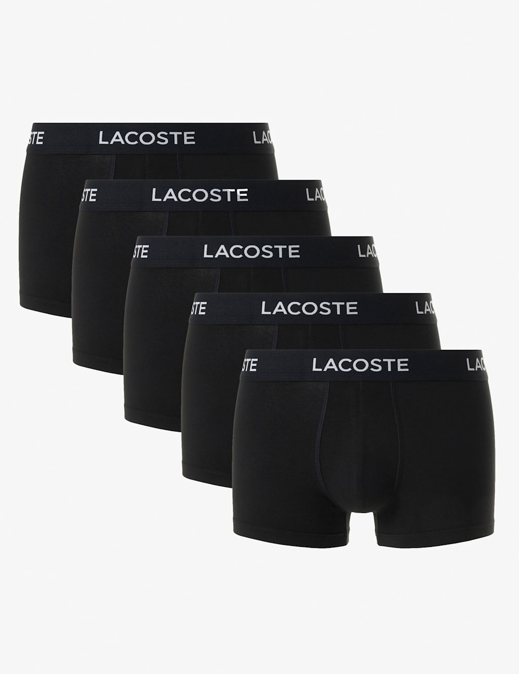 Lacoste 5 Pack Cotton Rich Trunks - 2XL - Black, Black