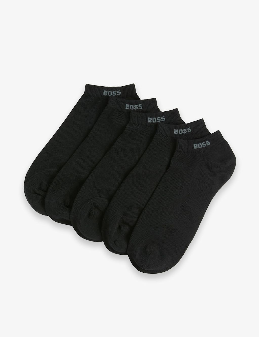 Boss 5 Pack Cotton Rich Trainer Socks - 5&frac12; -8 - Black, Black