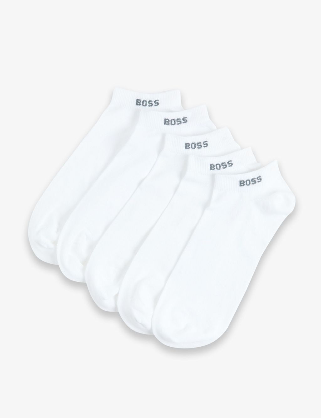 Boss 5 Pack Cotton Rich Trainer Socks - 5&frac12; -8 - White, White
