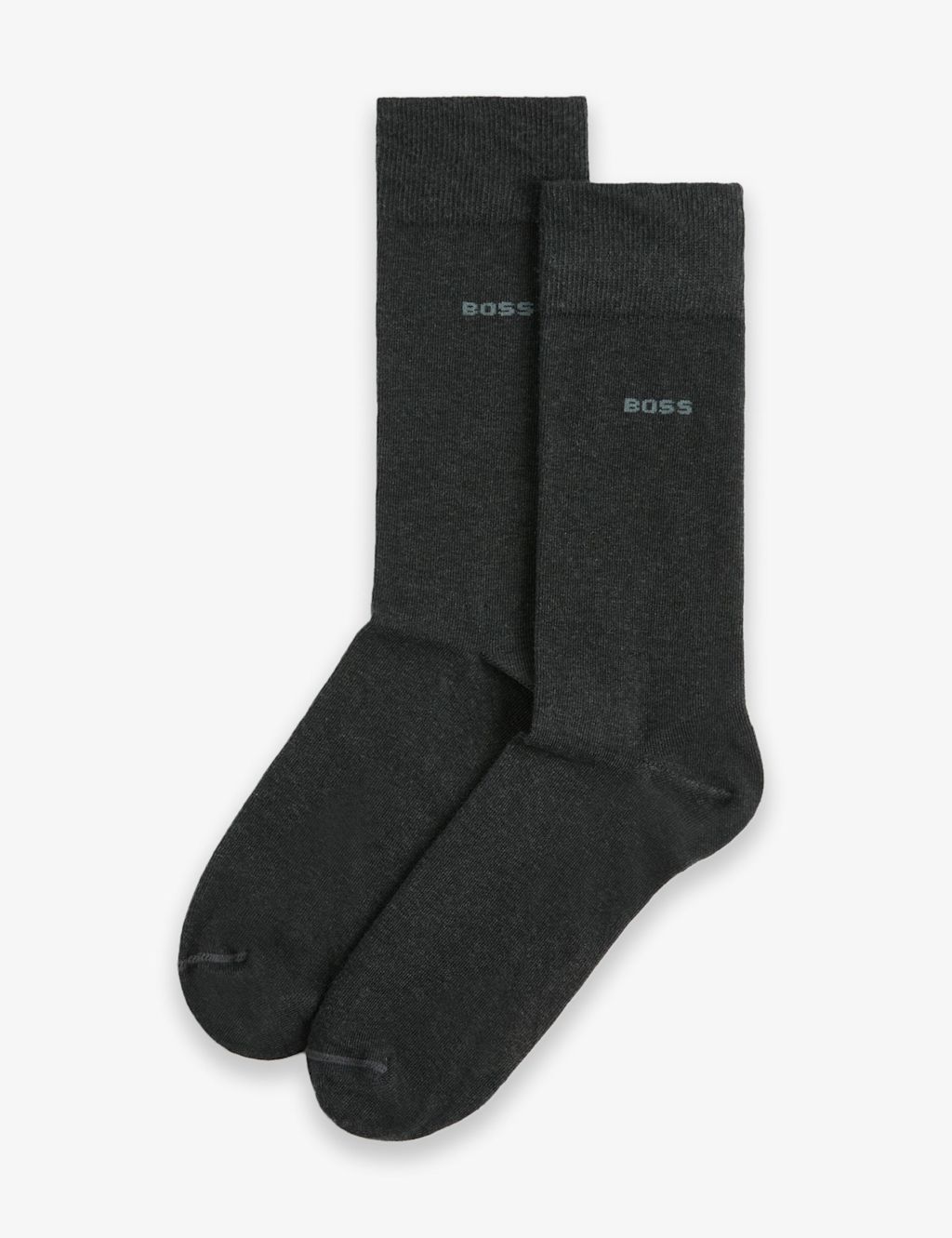 Boss 2 Pack Cotton Rich Ankle Socks - 9-11 - Grey, Grey