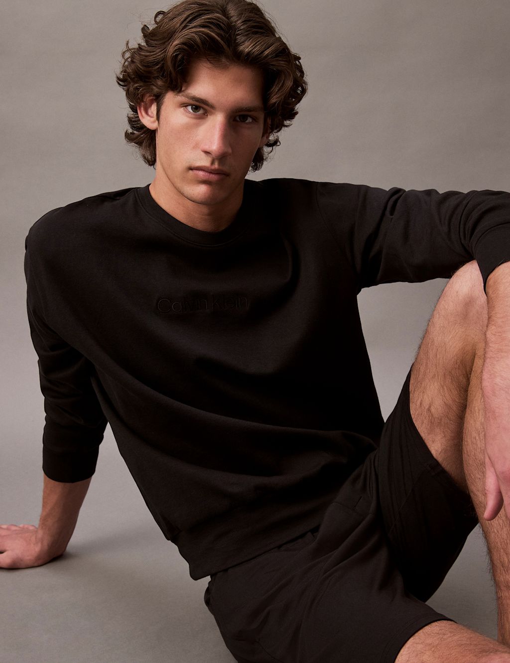 Calvin Klein Cotton Rich Loungewear L/S Pyjamas Top - Black, Black