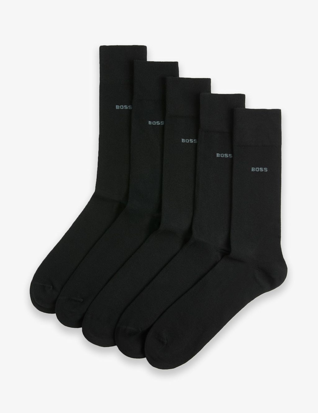 Boss 5 Pack Cotton Rich Ankle Socks - 5&frac12; -8 - Black, Black