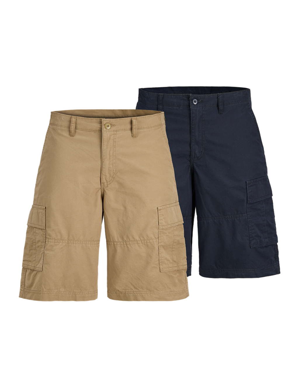 JACK & JONES 2 Pack Pure Cotton Cargo Shorts - L - Navy, Navy