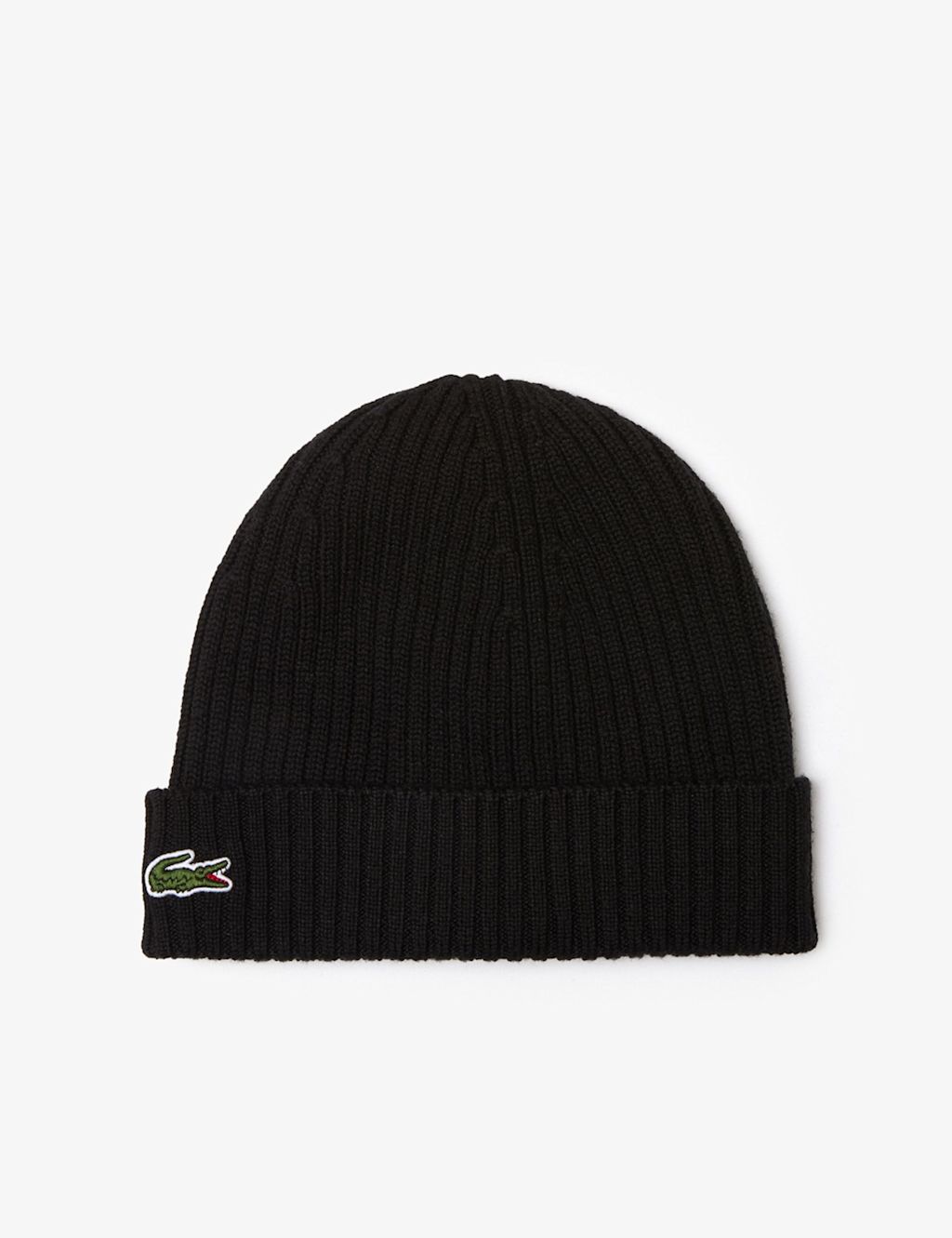 Lacoste Pure Wool Beanie Hat - 1SIZE - Black, Black